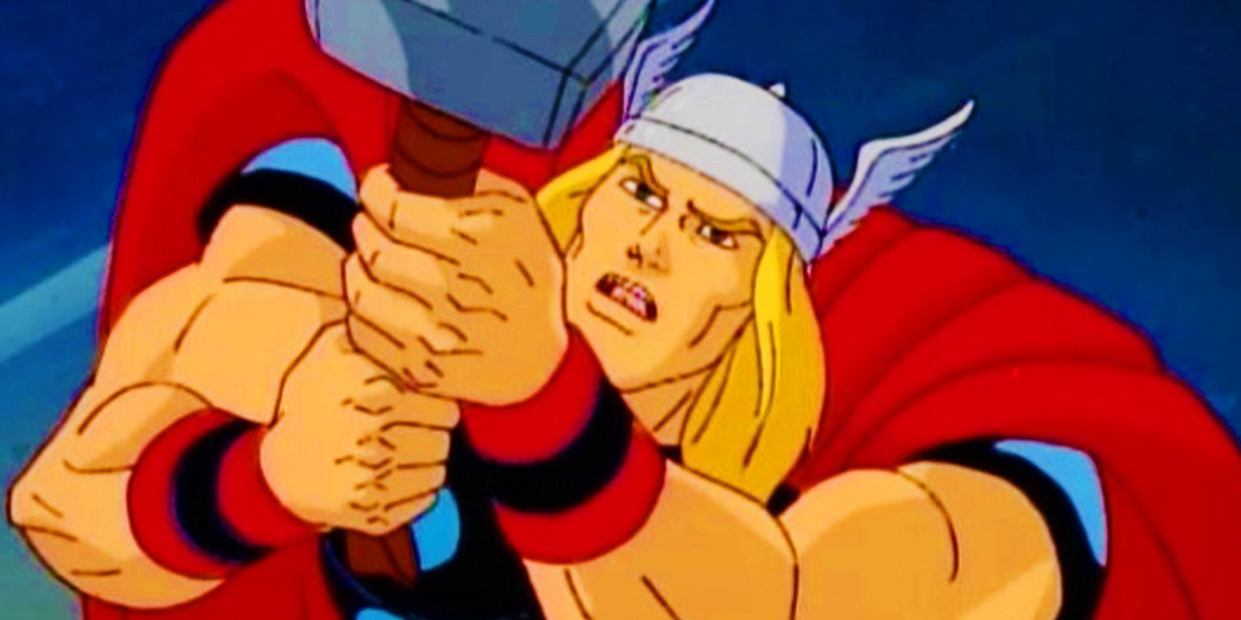 Thor wielding Mjolnir in Marvel's Animated Universe