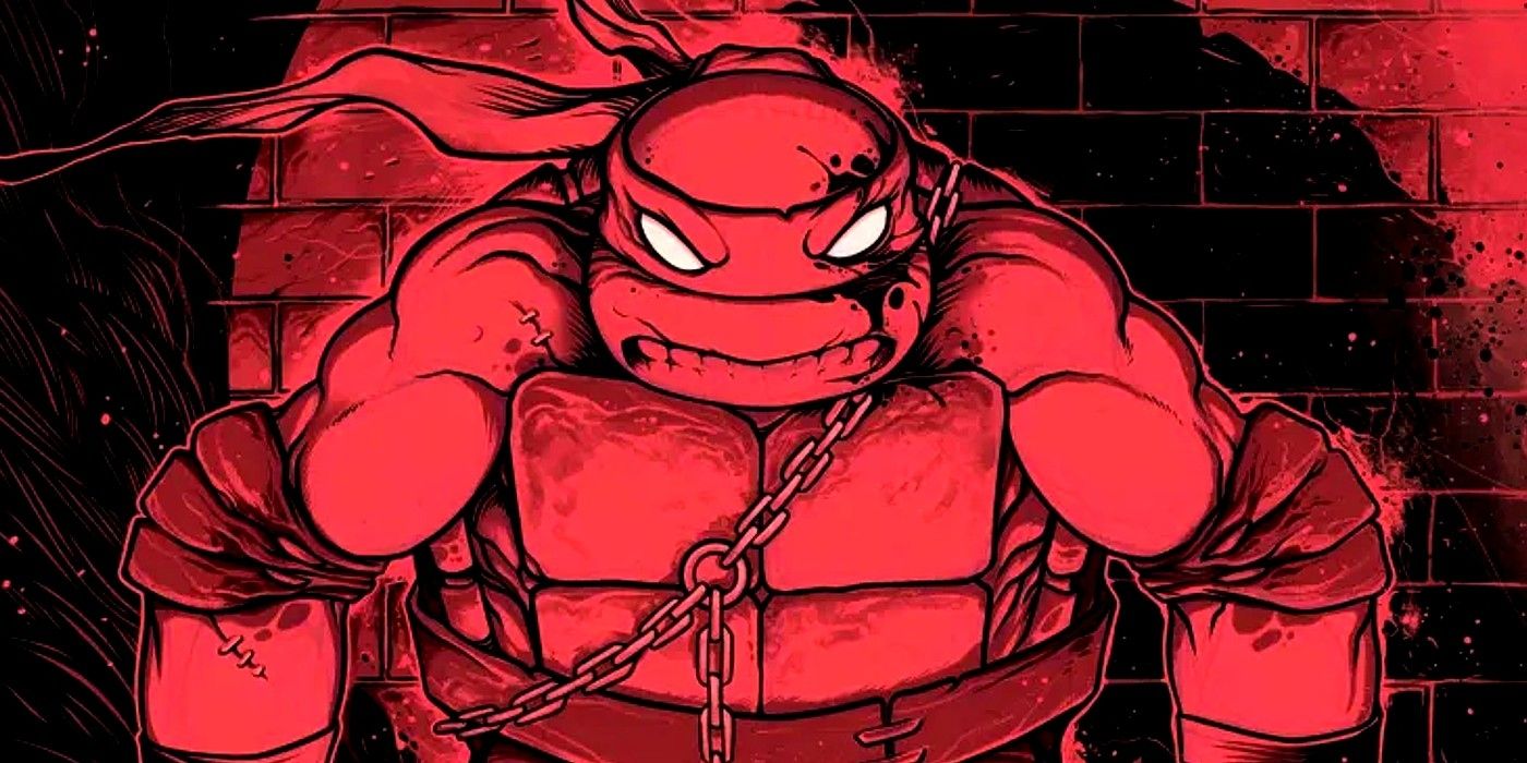 TMNT's Raphael in the middle of a gritty fight.