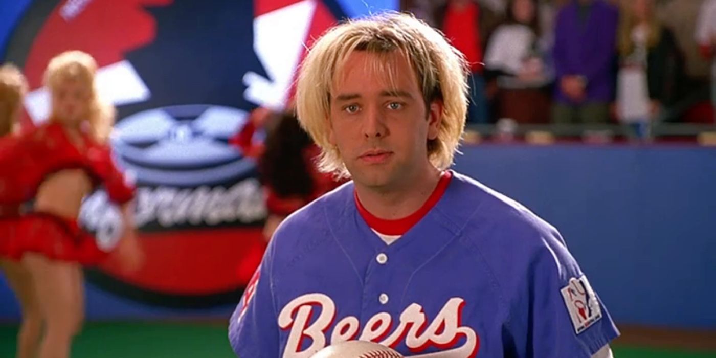 Trey Parker looks on blankly in Baseketball