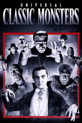 Universal Classic Monsters Poster Featuring Dracula, Frankenstein, Bride of Frankenstein, The Gill-Man, The Mummy, The Phantom of the Opera, The Wolf Man, and The Invisible Man