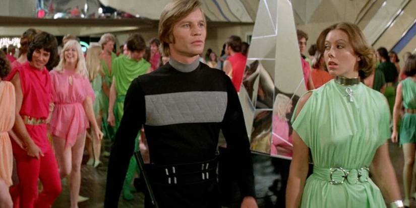 Logan 5 and Jessica 6 at a busy party in Logan's Run (1976)