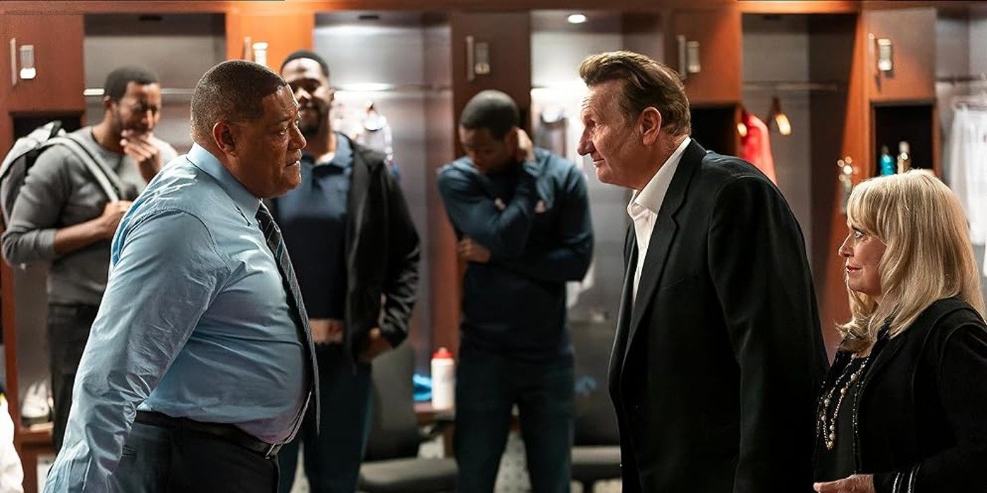 Laurence Fishburne  as Doc Rivers and Ed O'Neill as Donald Sterling in Clipped