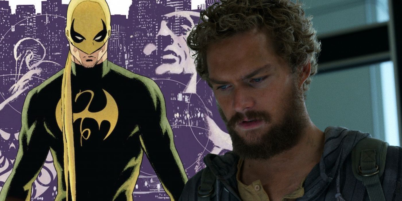 Finn Fones as Danny Rand next to Iron Fist from Marvel Comics