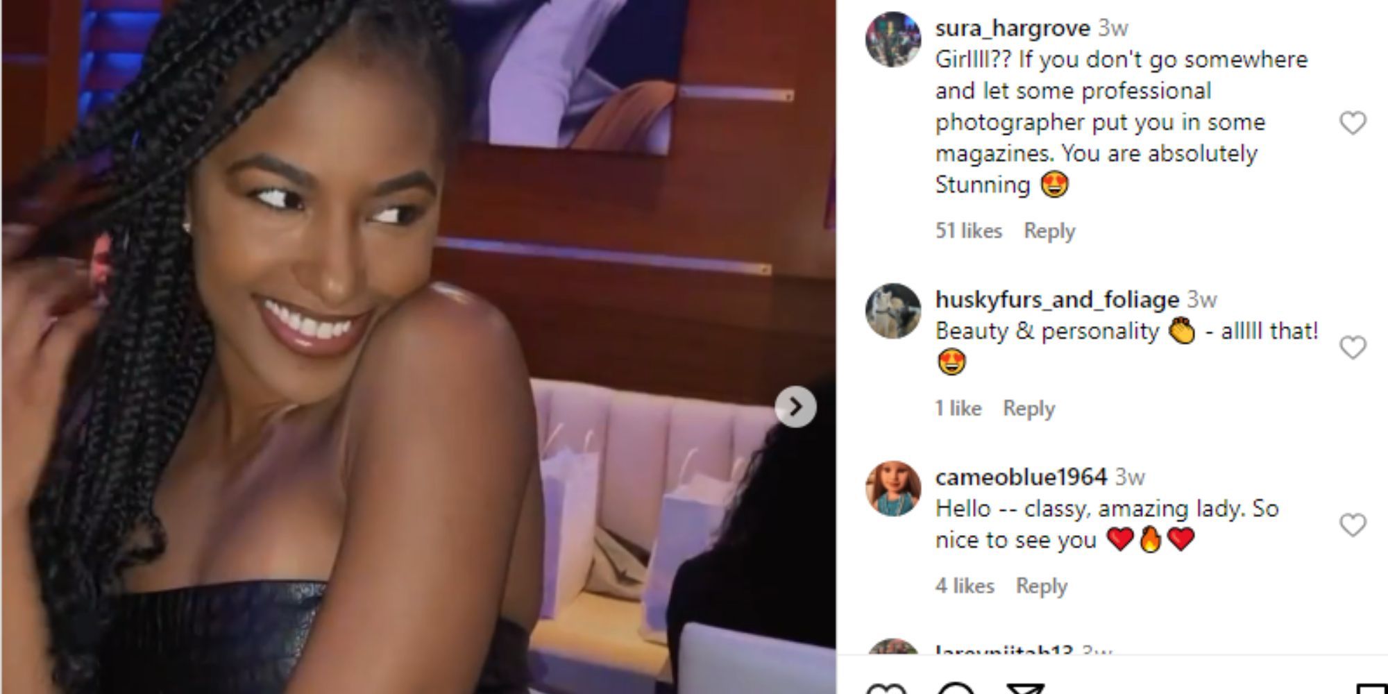 Married At First Sight Katina Goode's Instagram post, picture of Katina smiling and looking off to the side