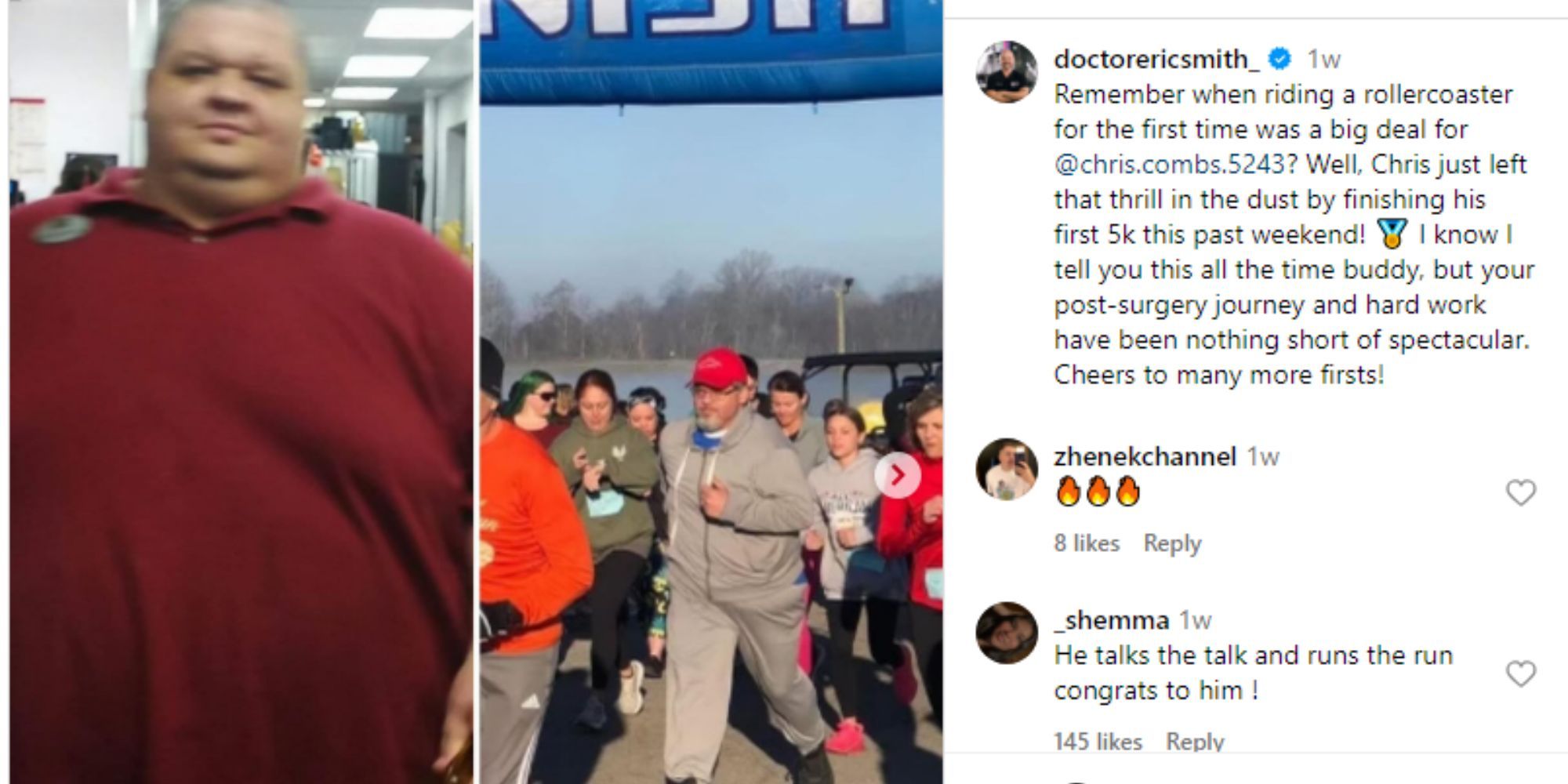 1000-lb Sisters Chris Combs before and after weight loss, an instagram post