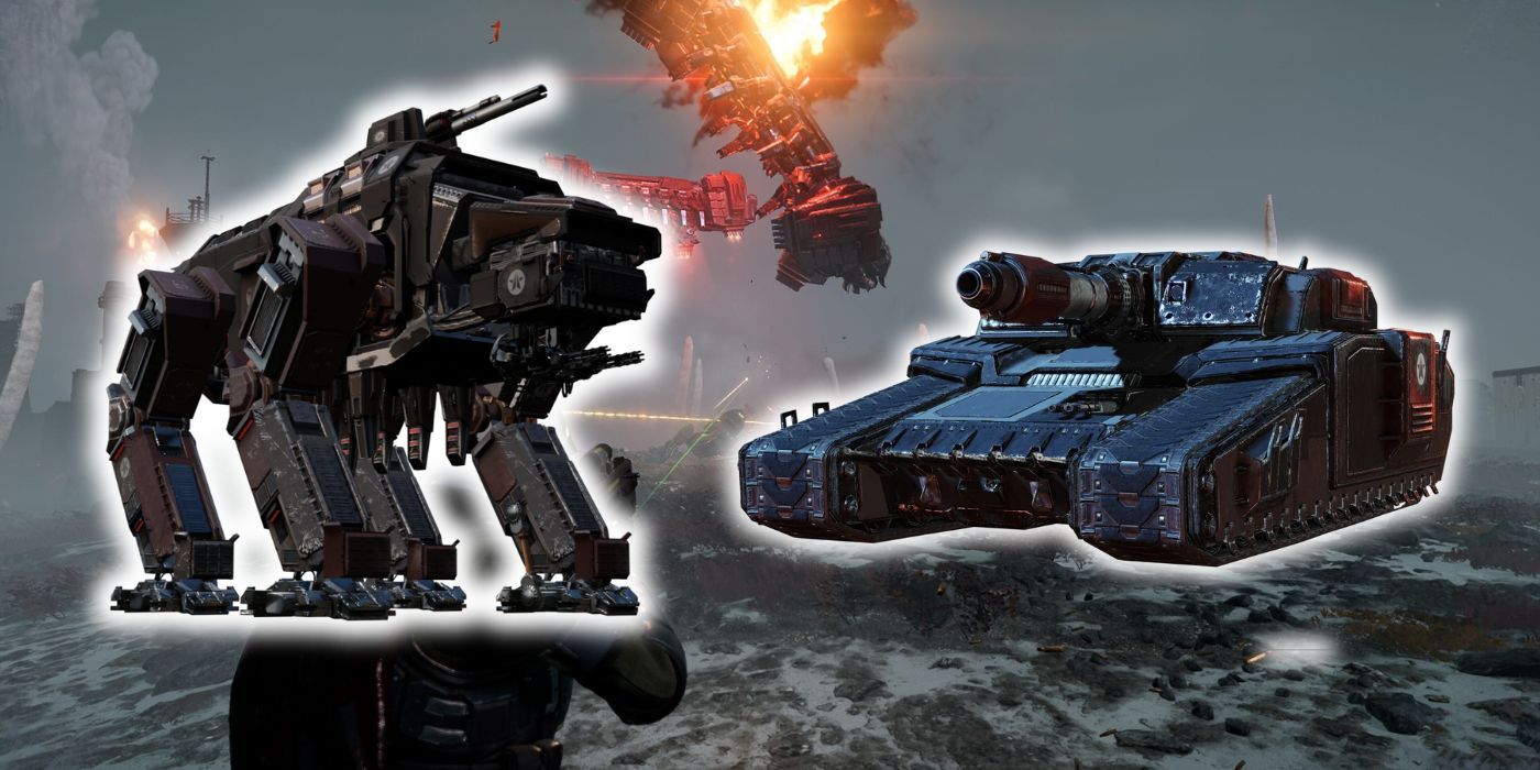 The Automaton Factory Strider and Tank from Helldivers 2