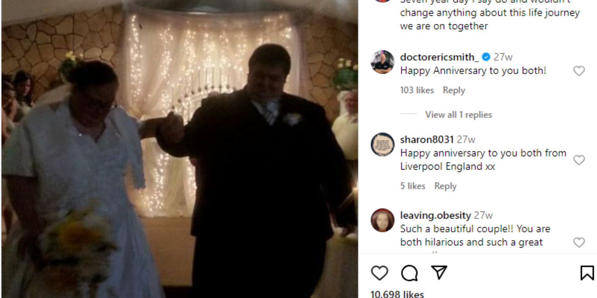 1000-lb sisters Chris Combs & Brittany Combs in wedding attire, holding hands at their wedding