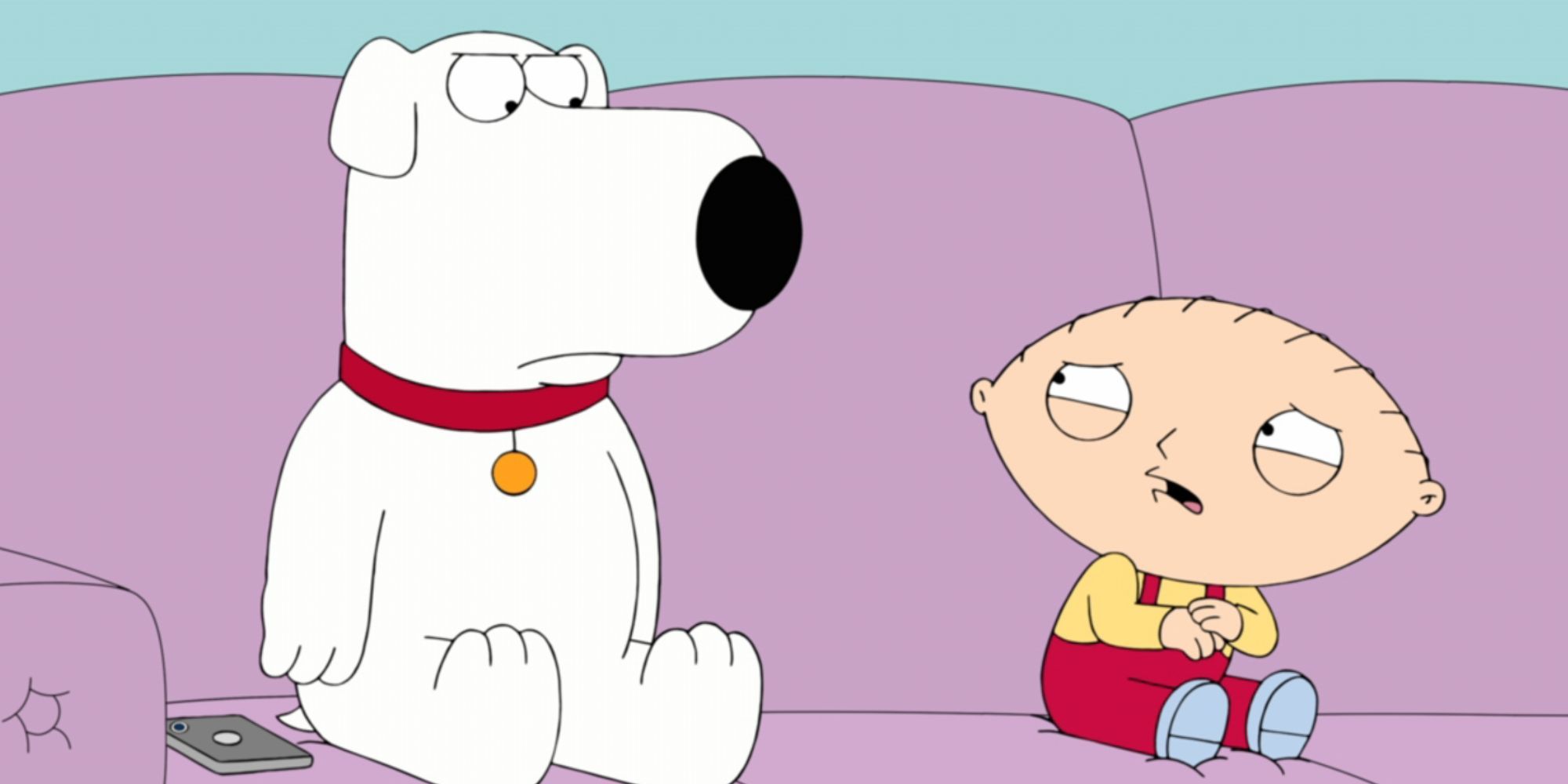 Brian looking angrily at Stewie in Family Guy