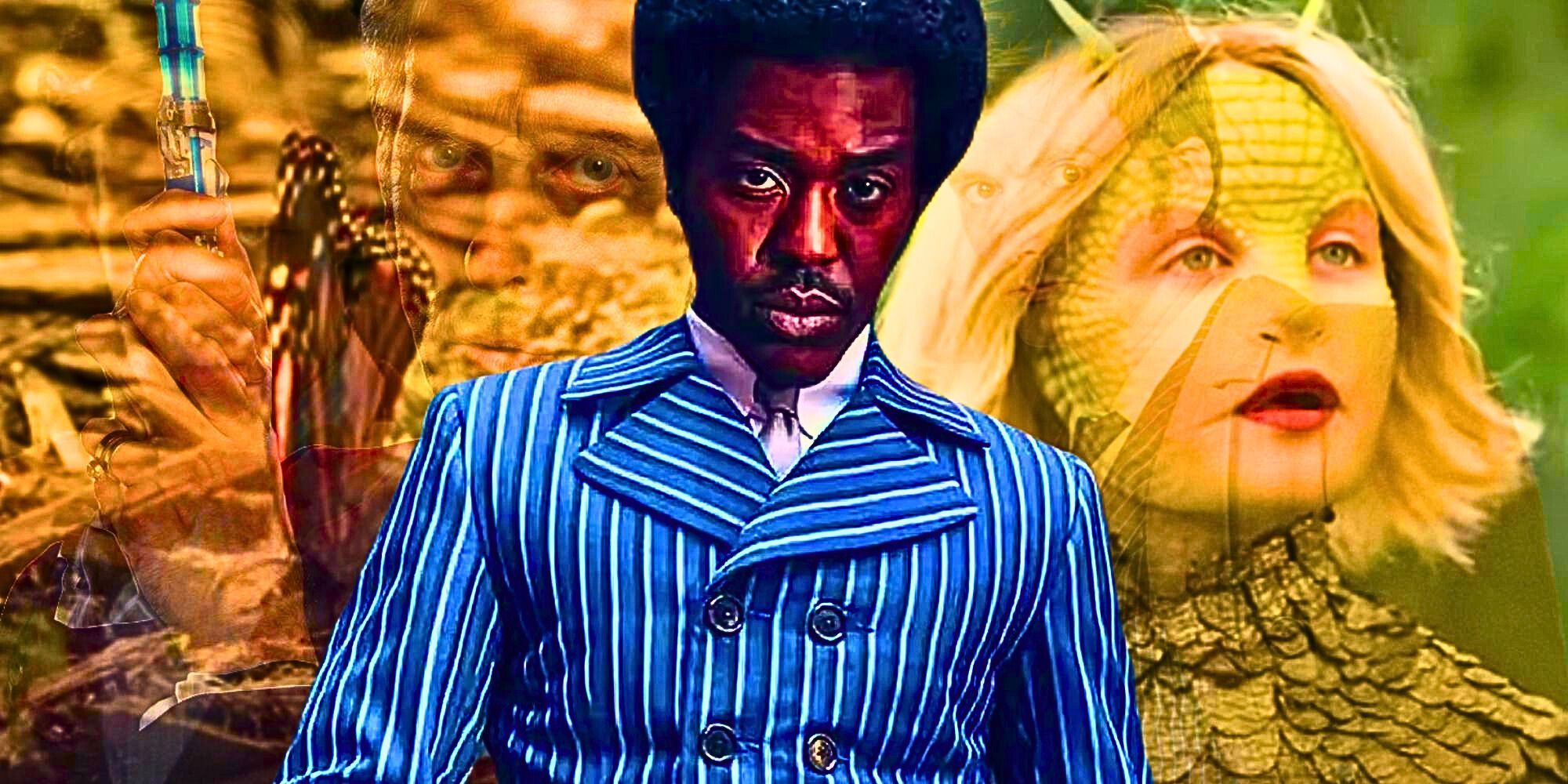 A custom image of Ncuti Gatwa as the Fifteenth Doctor against a backdrop of Doctor Who imagery