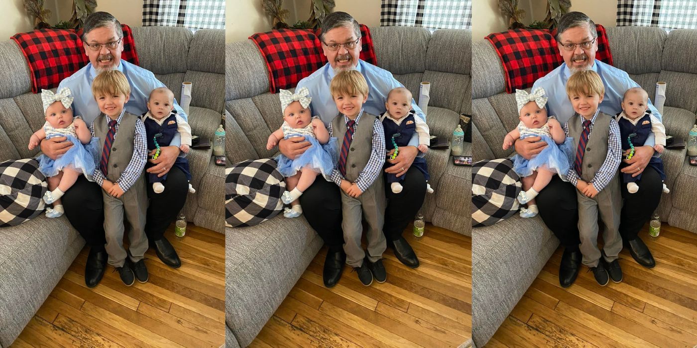 Chris Combs from 1000-Lb Sisters poses with his grandchildren for Easter in formal attire
