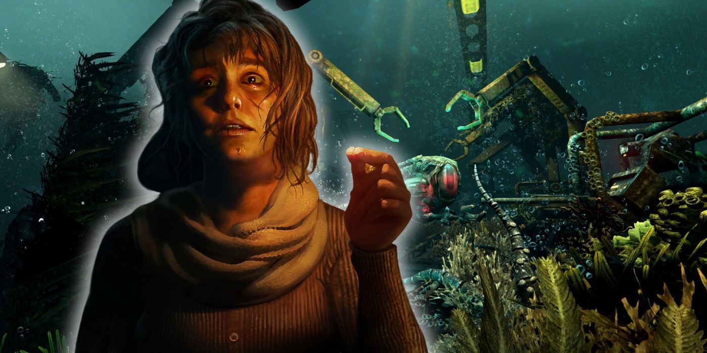 Tasi from Amnesia: Rebirth alongside an underwater robot from SOMA