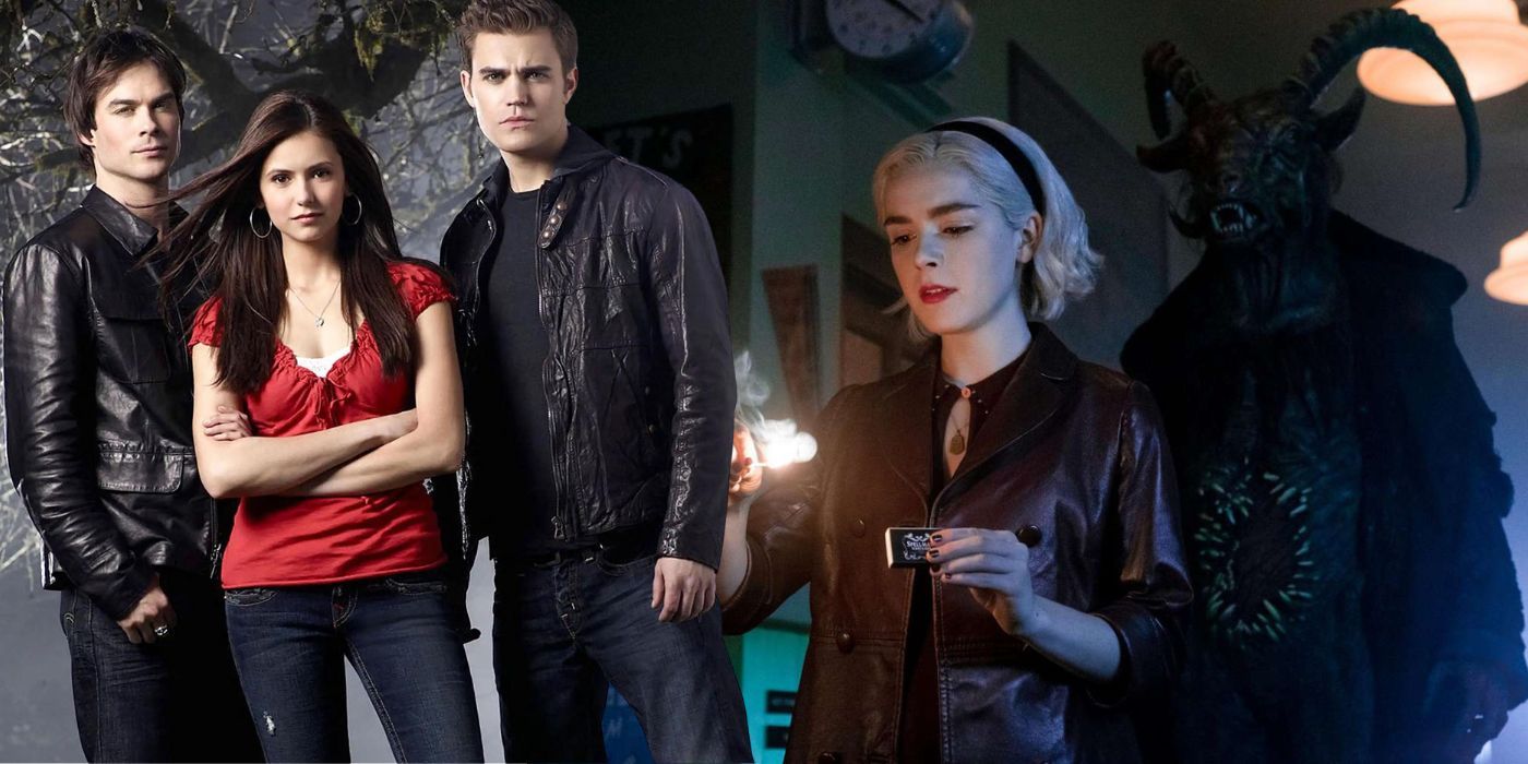 Collage of characters from Vampire Diaries and Sabrina