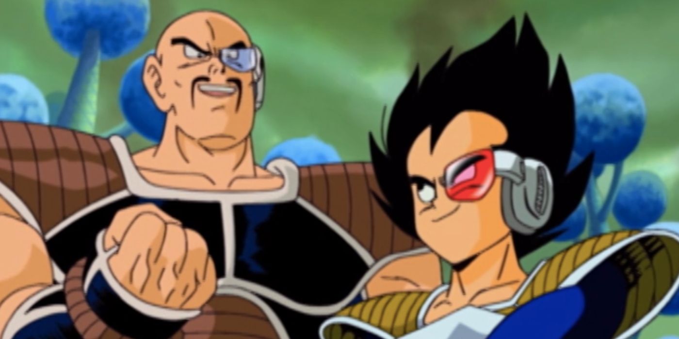 Vegeta e Nappa rindo enquanto planejam roubar as Esferas do Dragão.