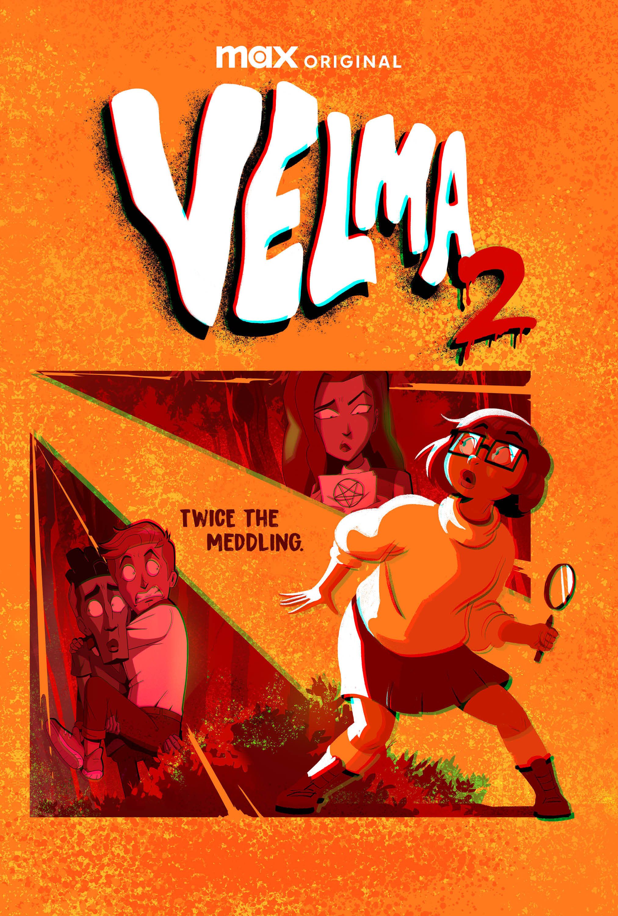 Pôster da 2ª temporada de Velma mostrando Velma segurando uma lupa