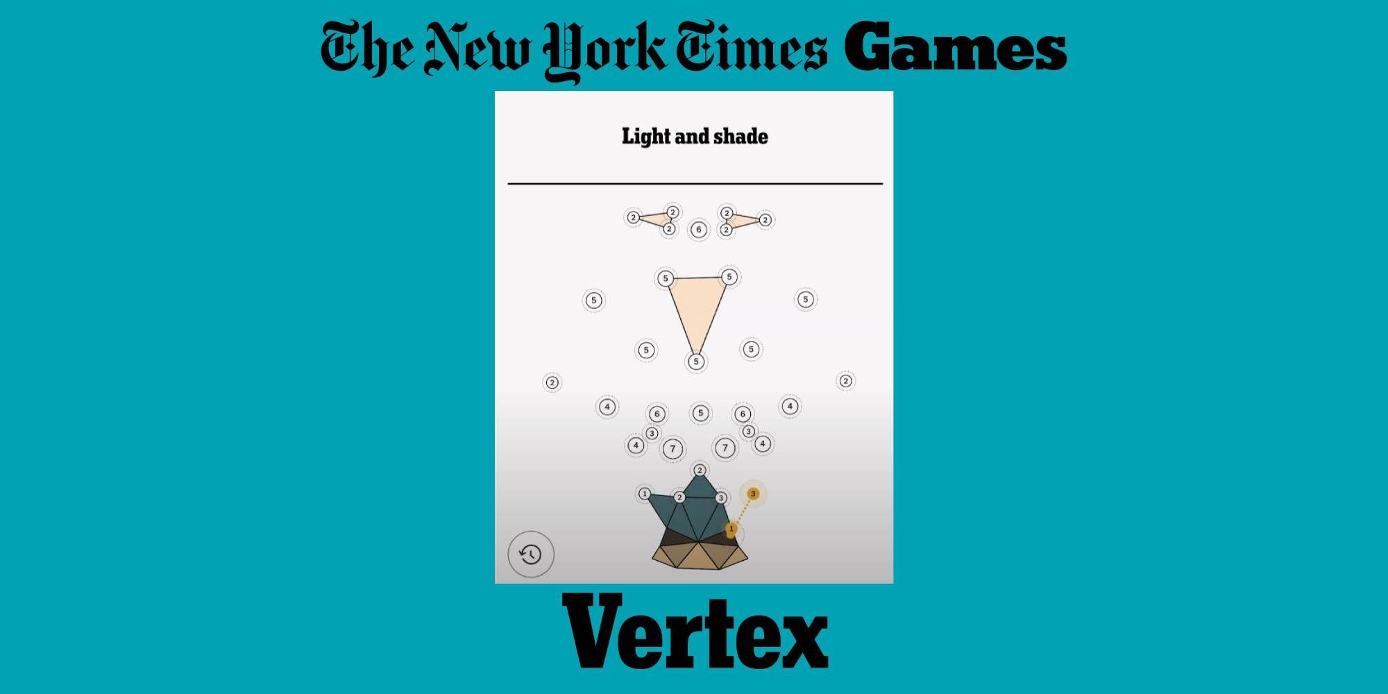 Jogo Vertex do New York Times com círculos em branco e triângulos formados criando uma imagem distinta