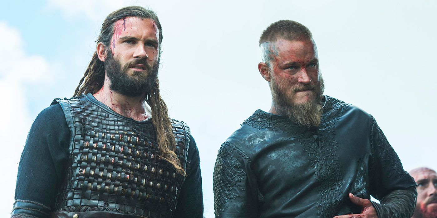 Rollo next to wounded Ragnar in Vikings