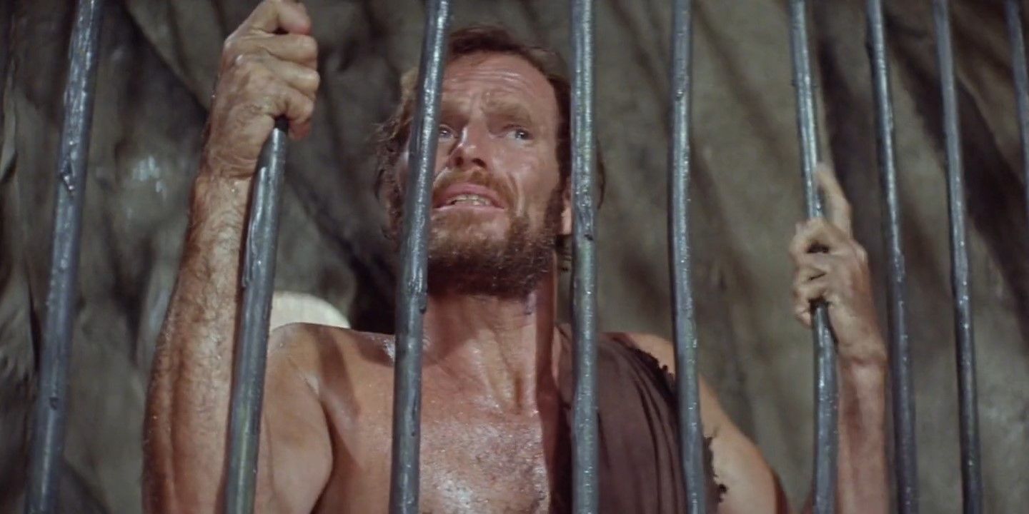 Charlton Heston as George Taylor in prison in Planet of the Apes (1968)