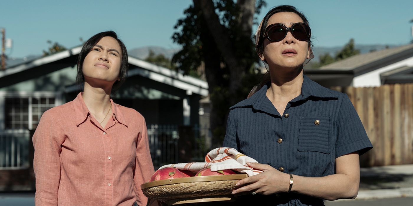 Vy Le and Ky Duyen as Lana and the General&rsquo;s wife looking confused at something off-camera in The Sympathizer