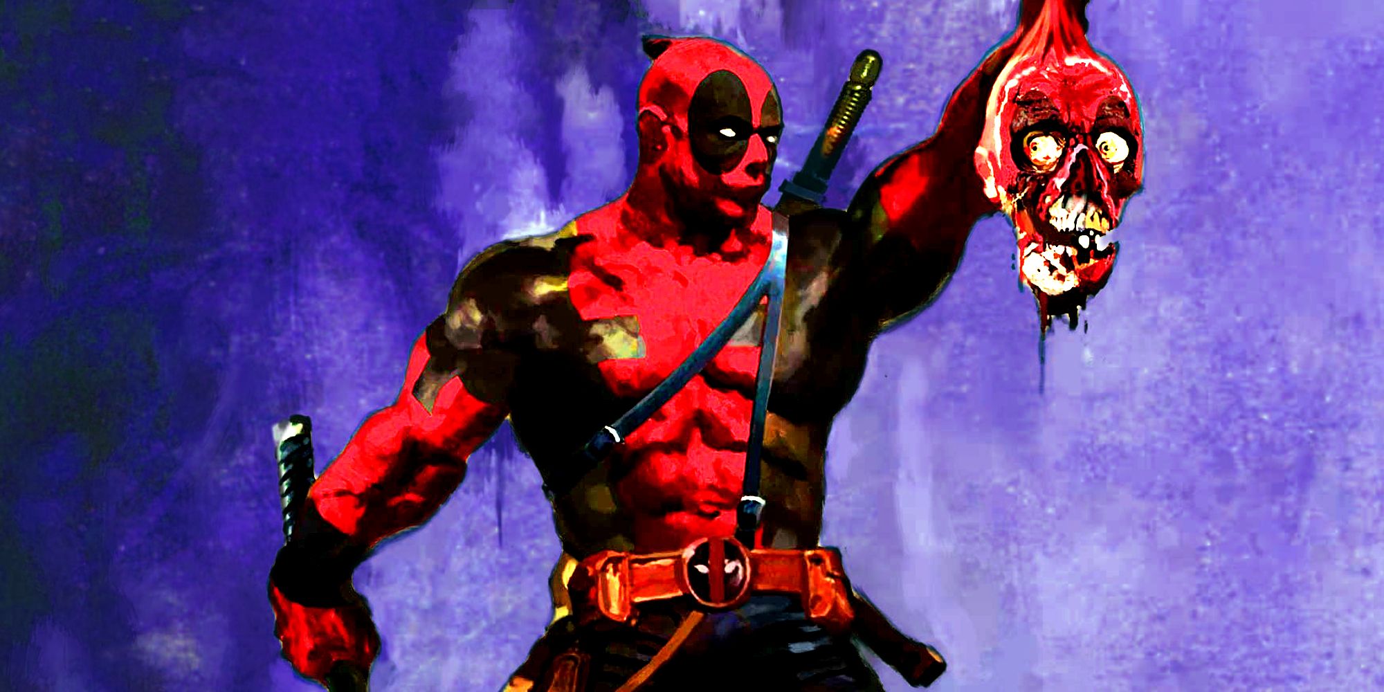 Wade Wilson Holds up Zombie Headpool's Head in Marvel Zombies Comic Cover