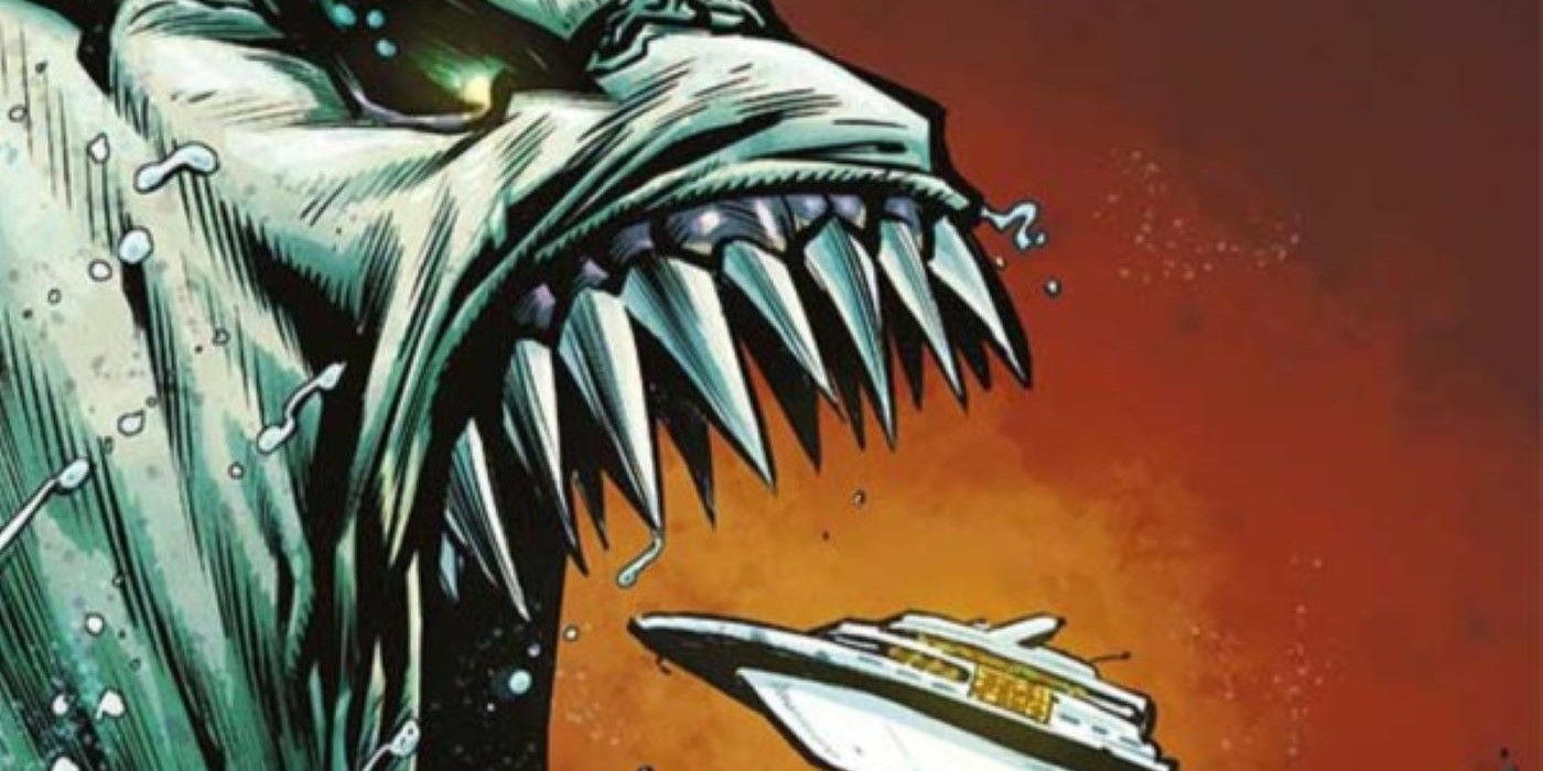 White Boat #1 Variant Cover featuring moster eating boat