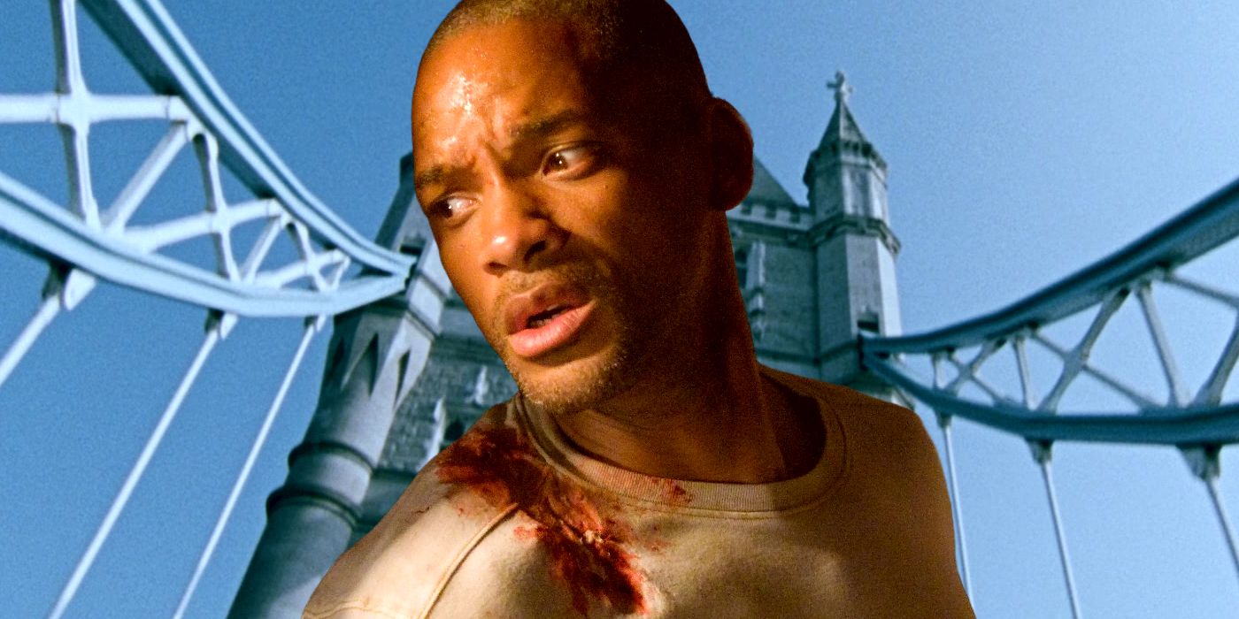 Will Smith from I Am Legend in Front of a Bridge from 28 Weeks Later
