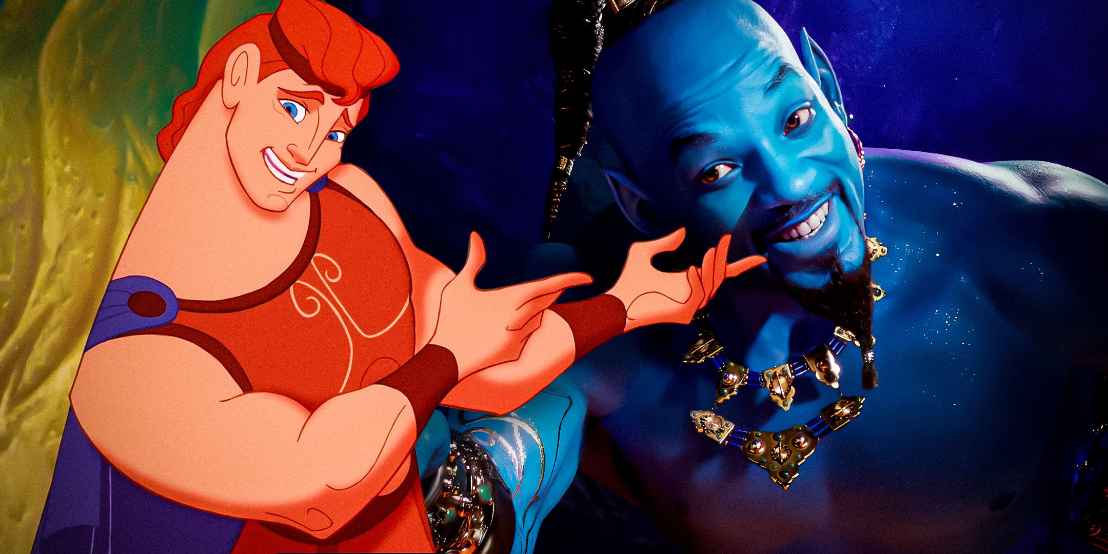 Will-Smith's-Genie-from-Aladdin-(2019)-and-the-animated-Hercules-from-the-1997-Moive