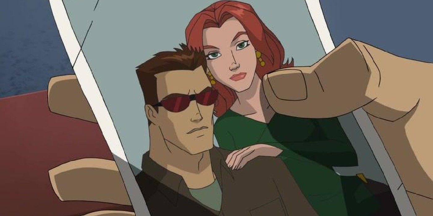 wolverine and the x-men shades of grey, cyclops looks at a photo of him and jean grey