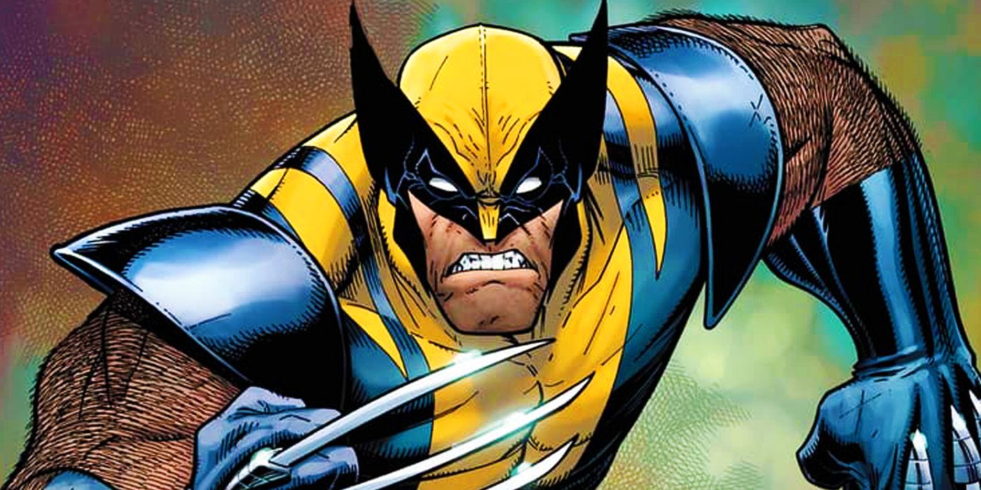 Wolverine in a yellow and blue costume in Marvel Comics