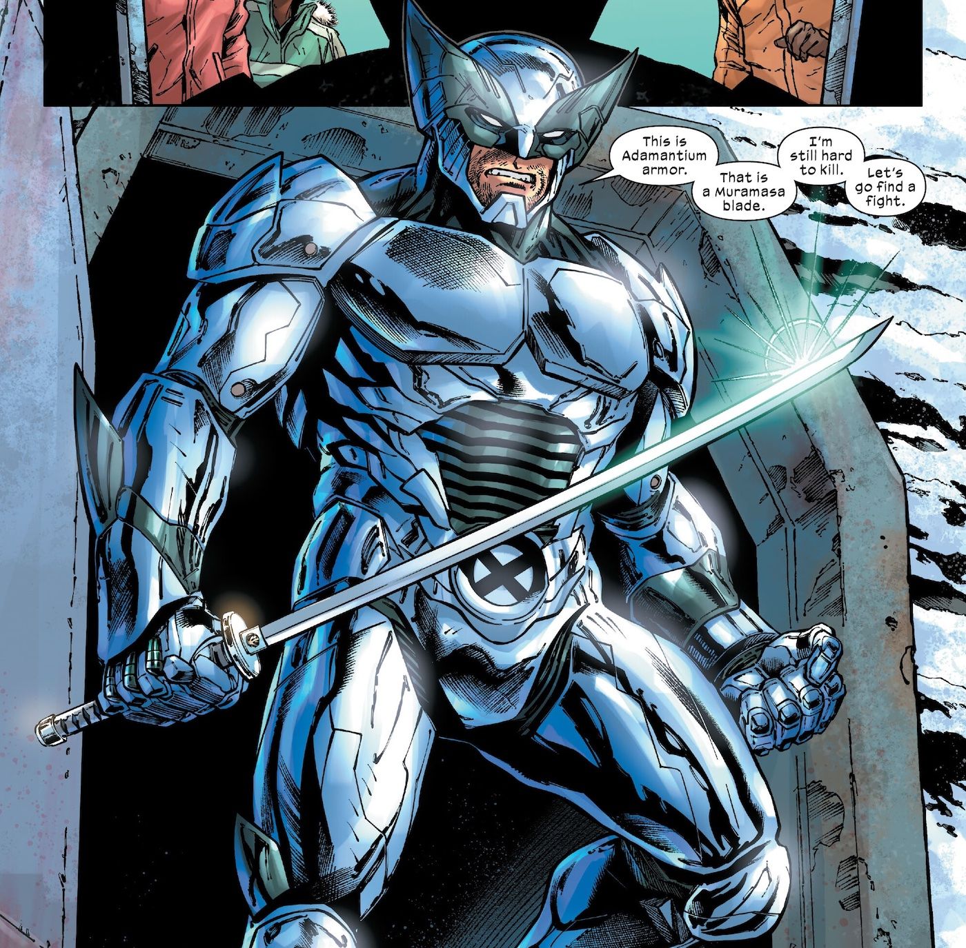 Wolverine em sua armadura de adamantium