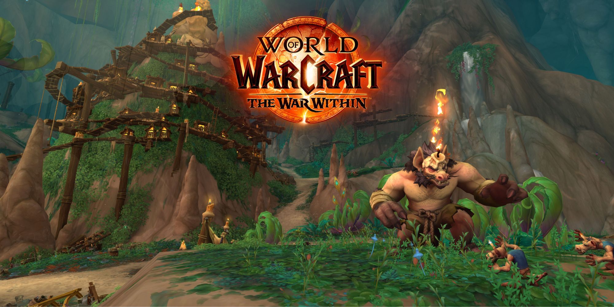 World of Warcraft The War Within logo in front of a screenshot with some kobolds