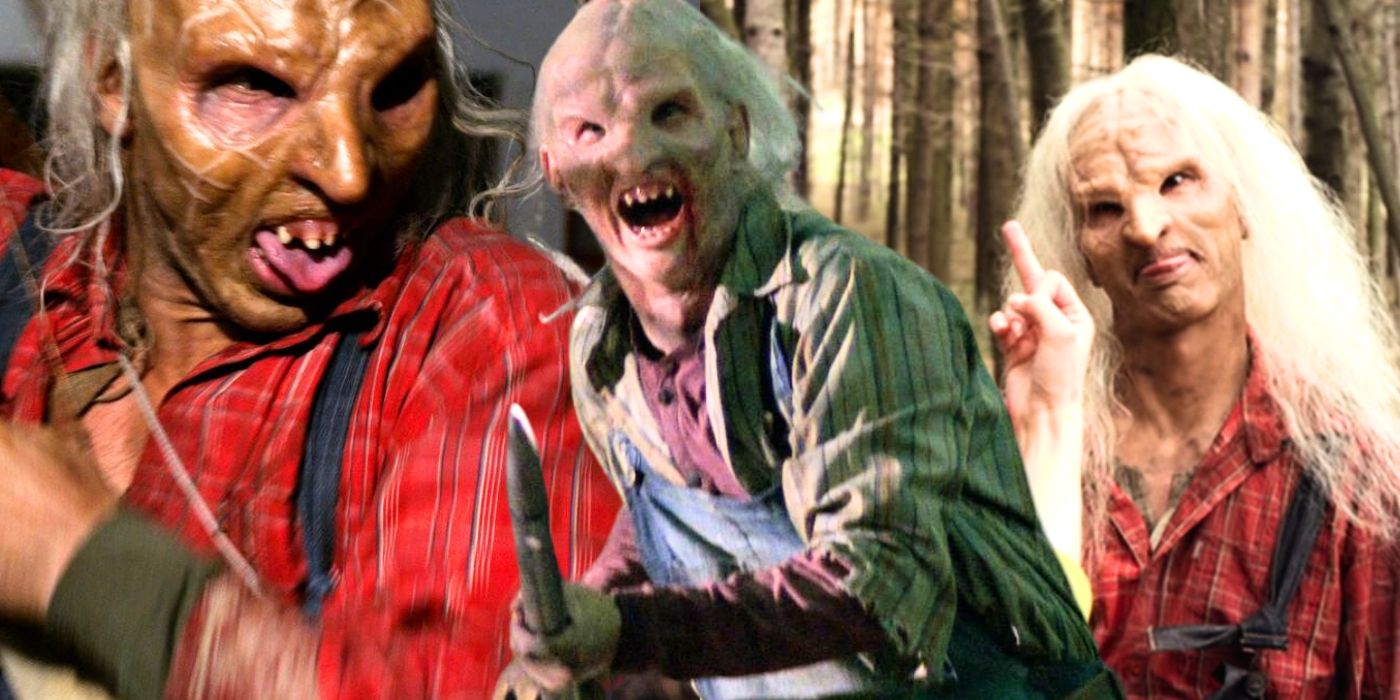 A collage of three images of Three Finger from the Wrong Turn film franchise - created by Tom Russell
