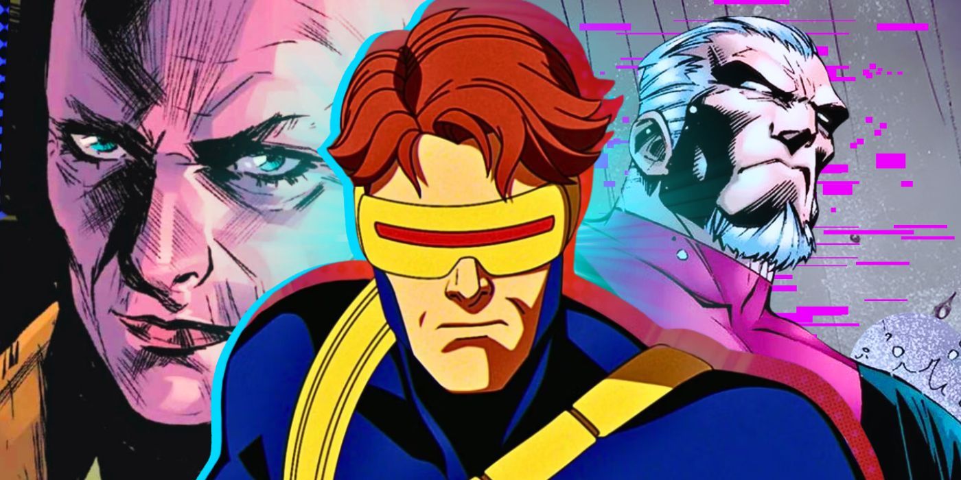 Cassandra Nova and Bastion looking threatening either side of Cyclops in X-Men '97