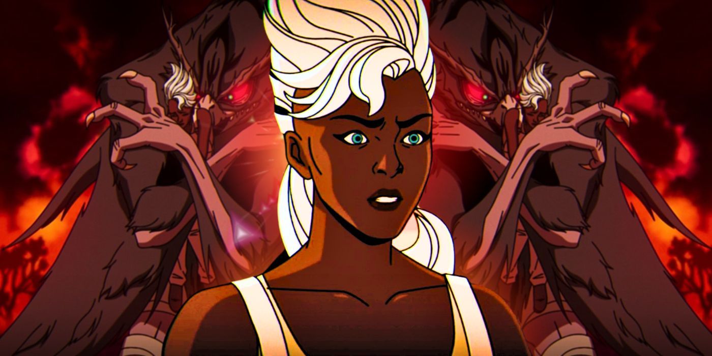 Storm from X-Men '97 next to The Adversary