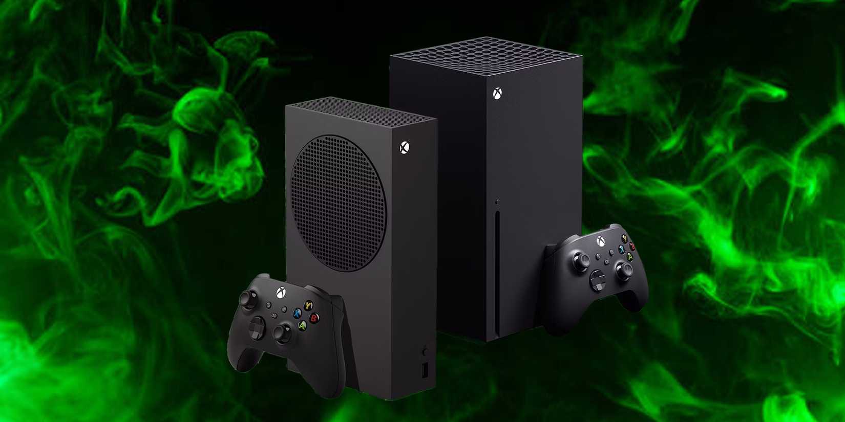 Xbox Series S and X on Green smokey background