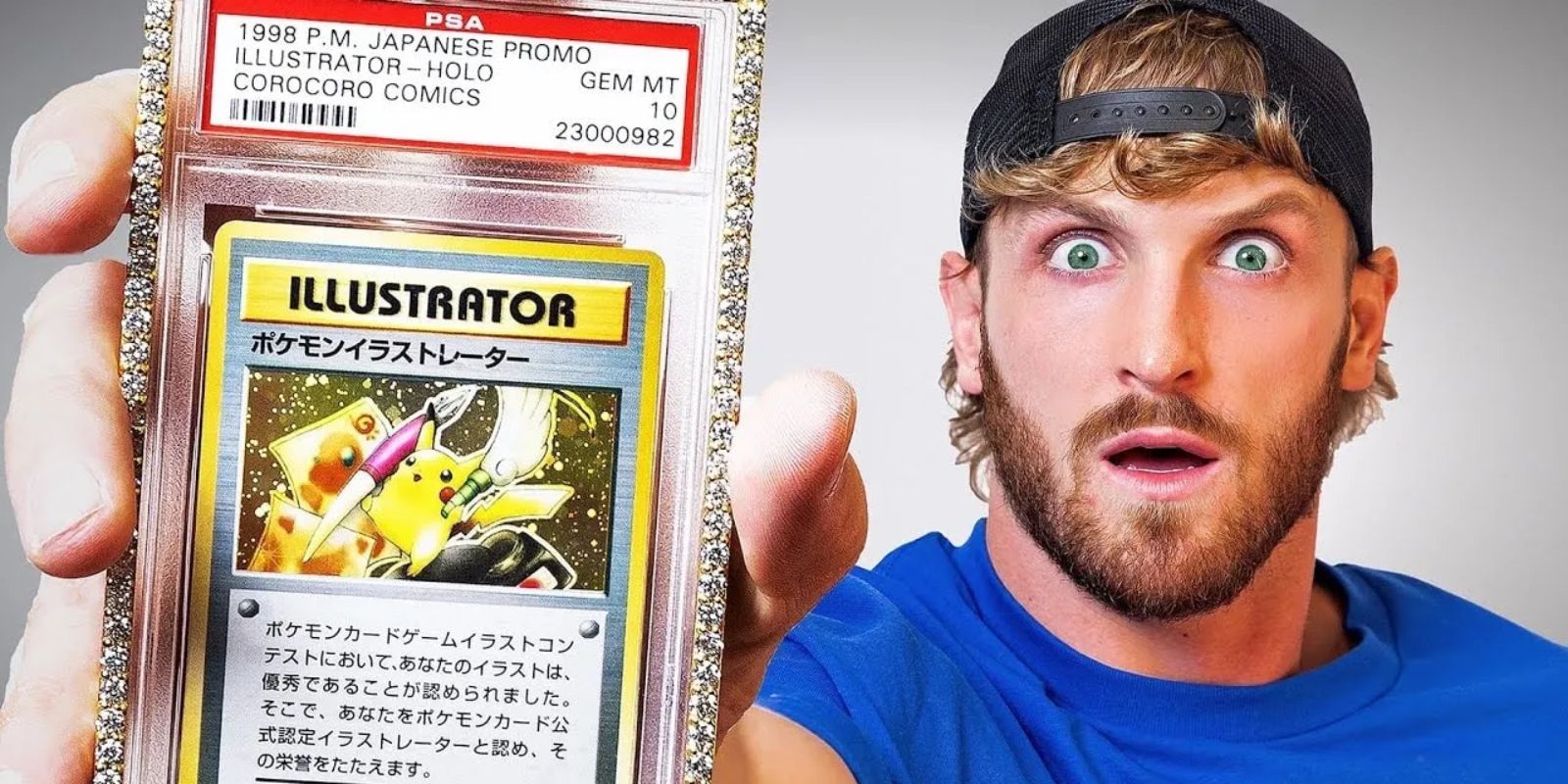 L'influenceur YouTube Logan Paul avec une carte d'illustrateur Pikachu d'une valeur de plus de 5 millions de dollars