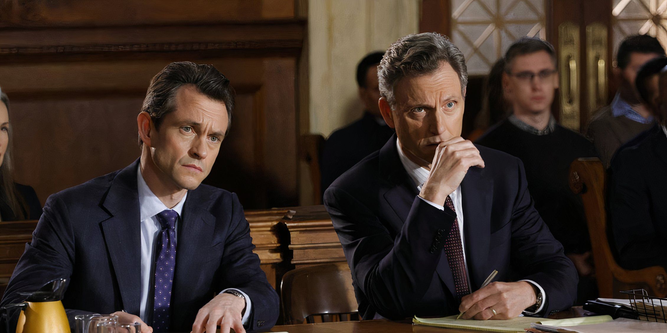 Law & Order Nolan sits second chair next to Baxter during a court case