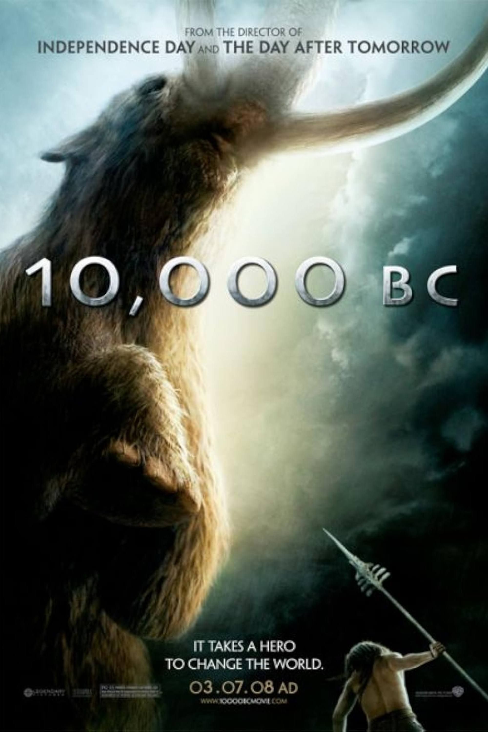 10,000 B.C. (2008) - Poster - Mamoth &amp; A Man Fighting