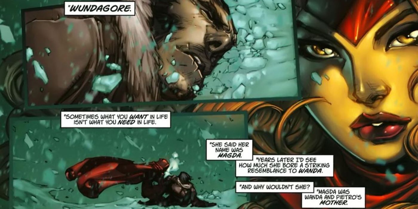 Wolverine sendo íntimo da Feiticeira Escarlate e da mãe de Mercúrio.