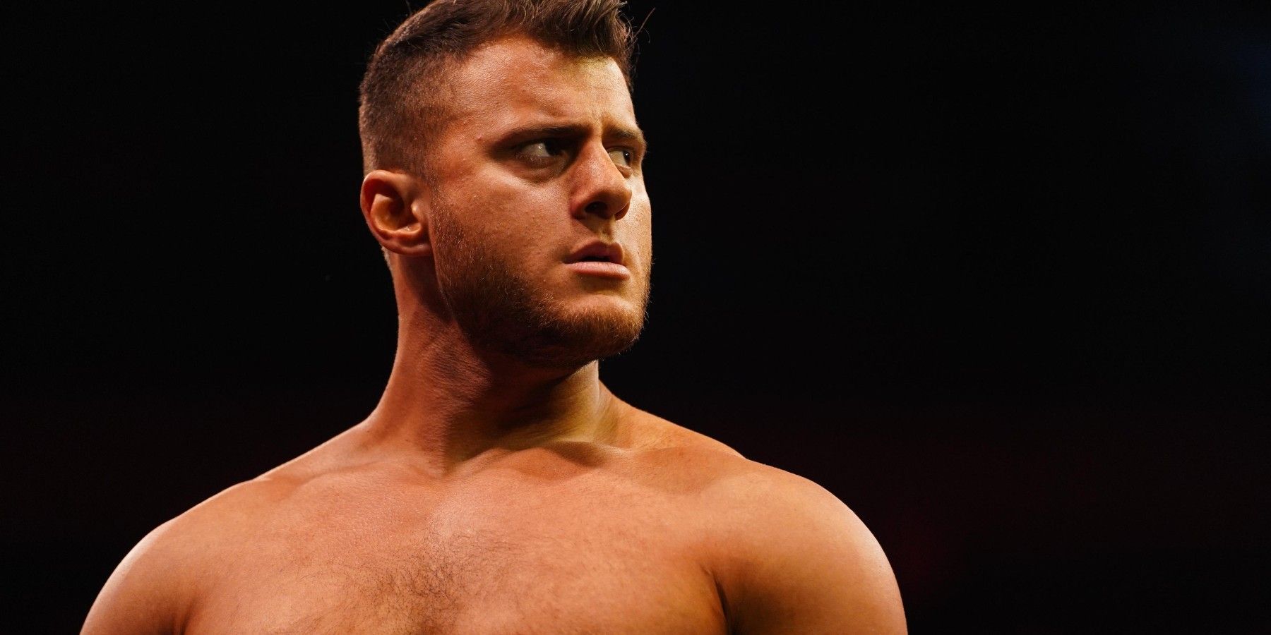 Wrestler Maxwell Jacob Friedman looking angry in the ring 