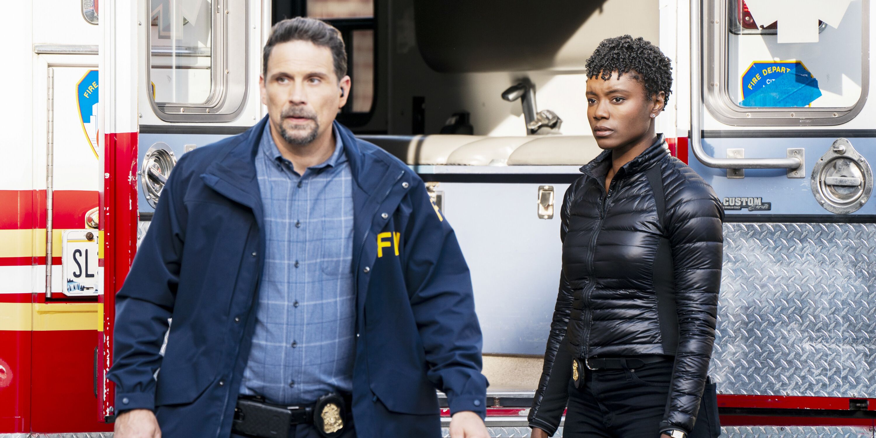 Jubal and Tiffany standing next to one another in the season 6 finale of FBI.