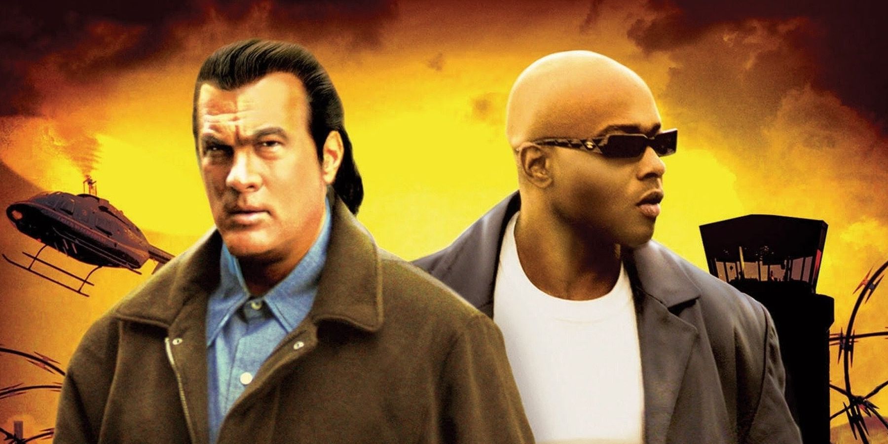 Steven Seagal and Treach with a prison behind them in Today You Die