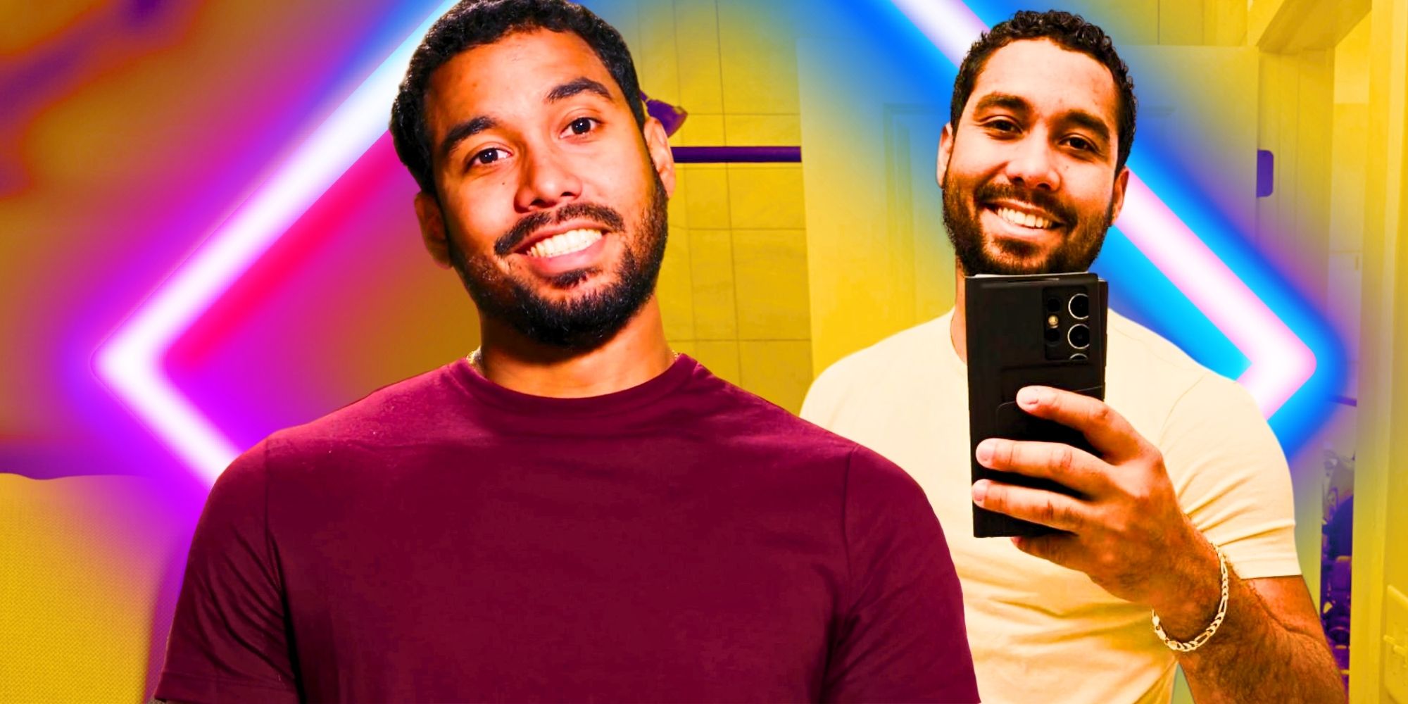 90 Day Fiancé Pedro Jimeno in nebeneinander stehenden Bildern aus der Show und IG