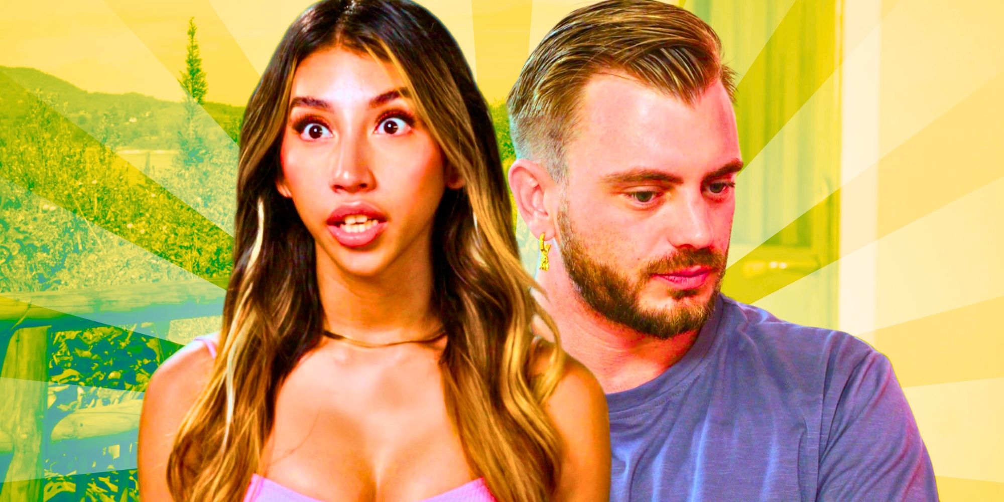 90 Day Fiancé Love In Paradise Luke & Madelein in side by side images looking upset 