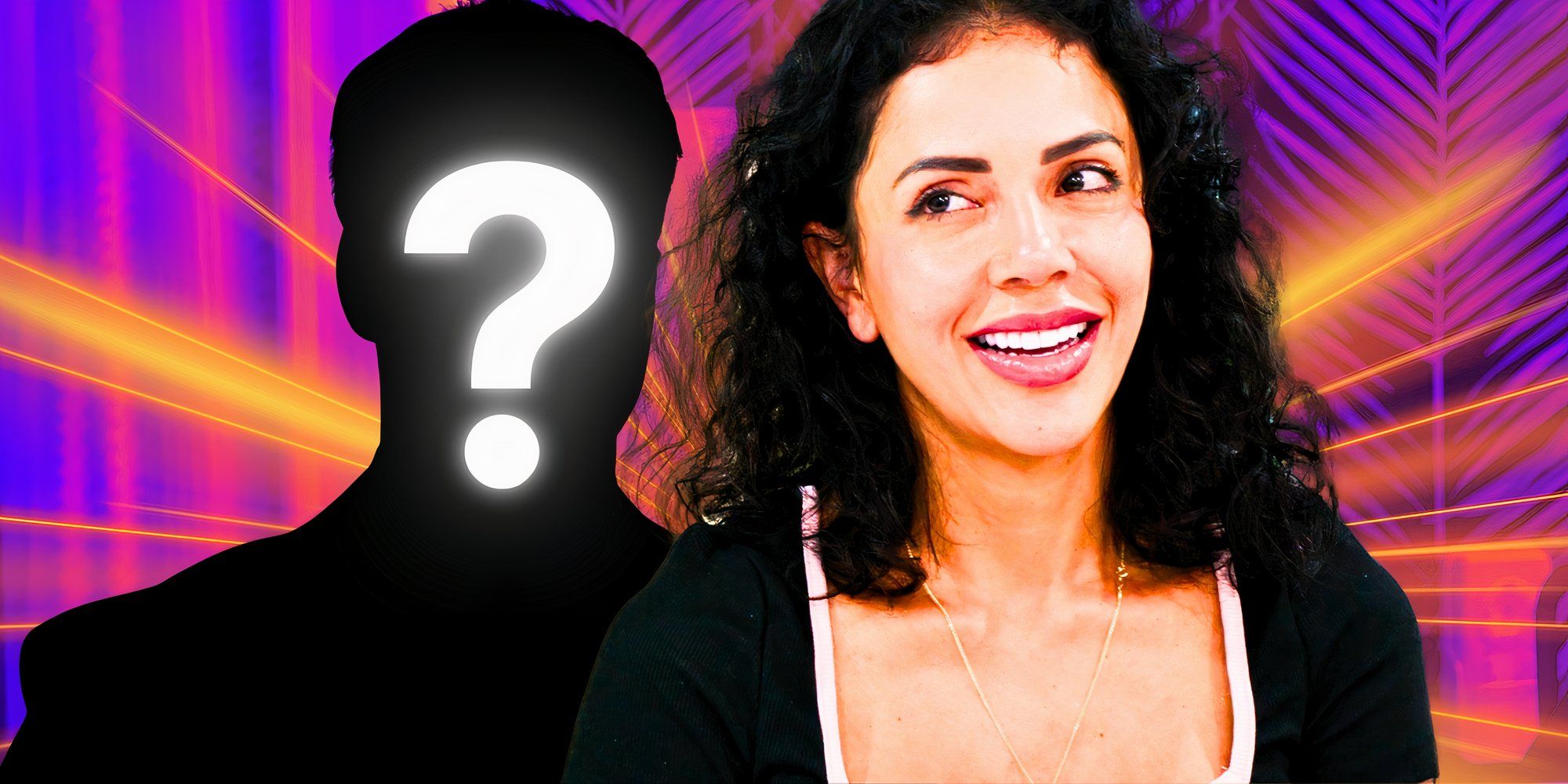 90 Day Fiance?'s Jasmine Pineda smiles while wearing a black T-shirt next to a mystery man.