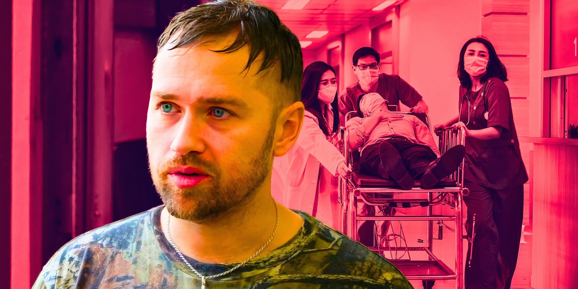 90 Day Fiancé’s Paul Staehle looks serious, in front of a hospital hallway showing doctors rolling a bed down the hall.