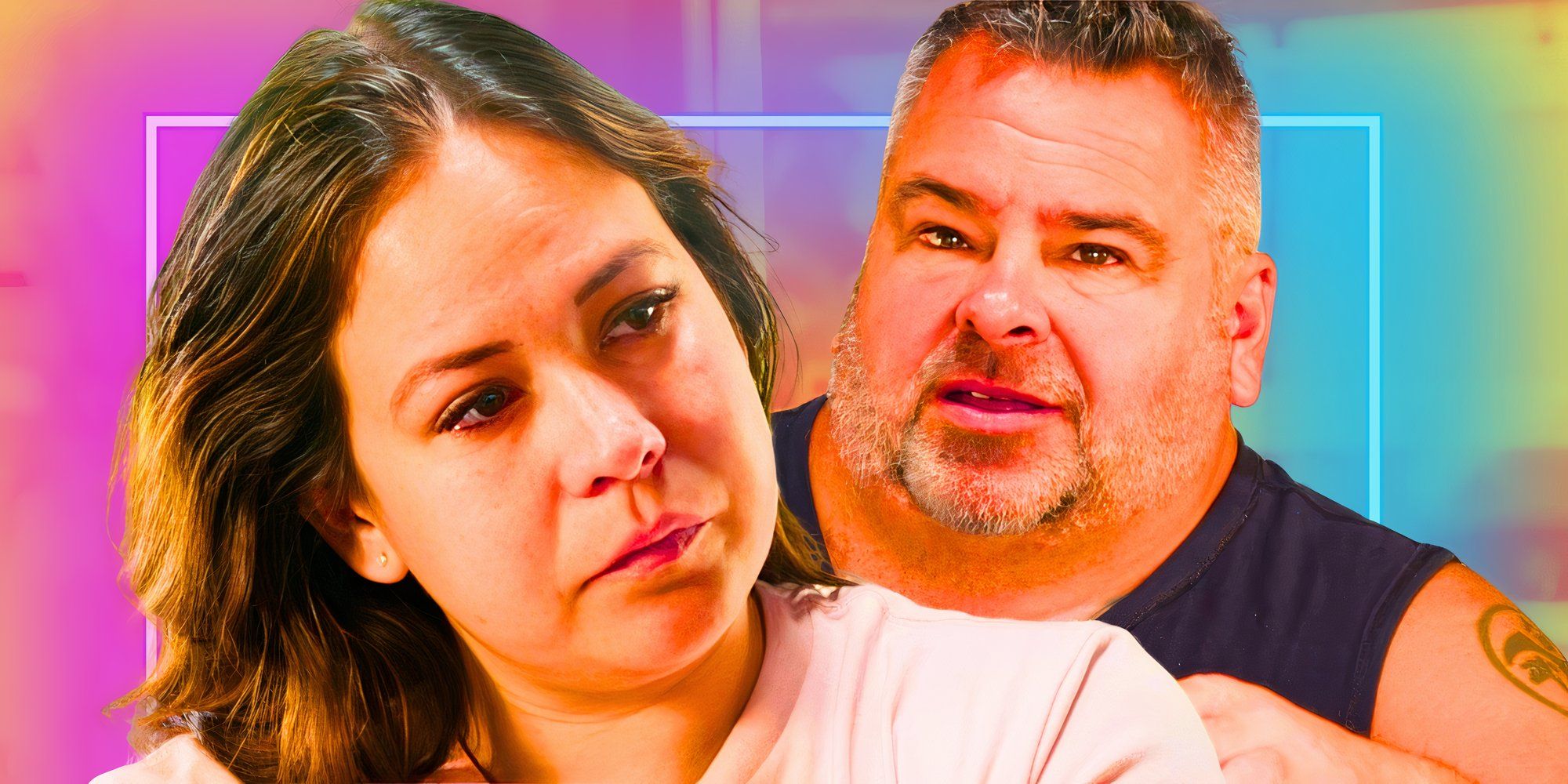 90 Day Fiance's  Big Ed and Liz Woods  montage both looking sad