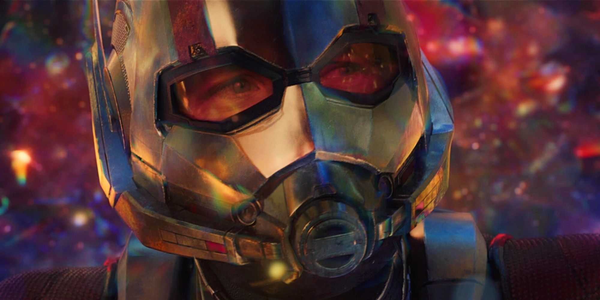 A close-up of Ant-man in the quantum realm in Ant-Man and the Wasp