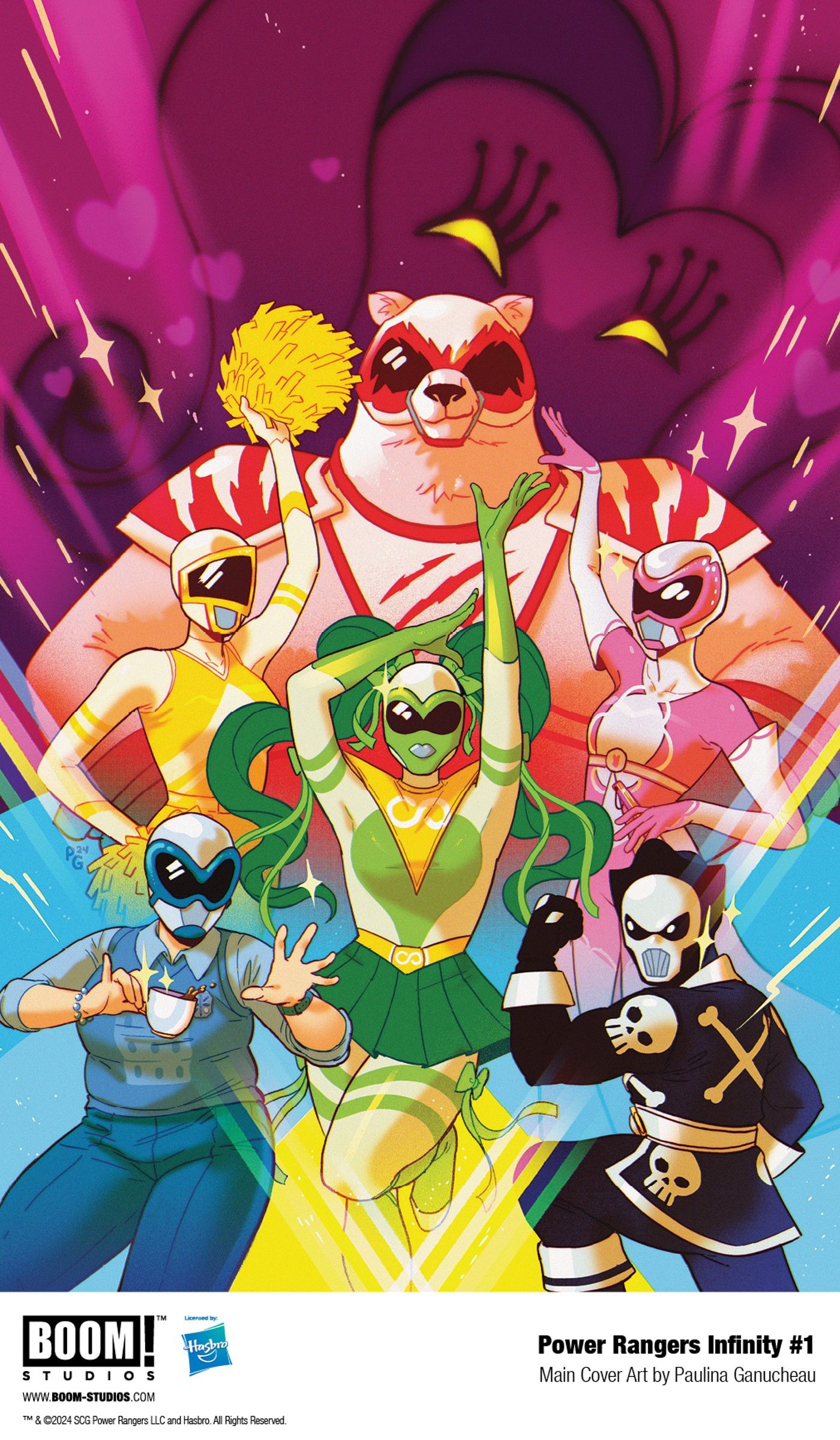 uma nova equipe se reúne e posa para Power Rangers Infinity #1