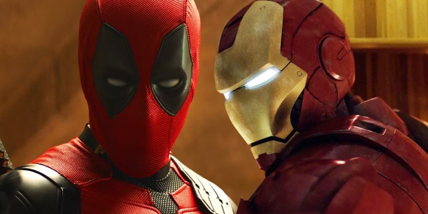 A split image of Deadpool in Deadpool & Wolverine and Iron Man in Iron Man 2