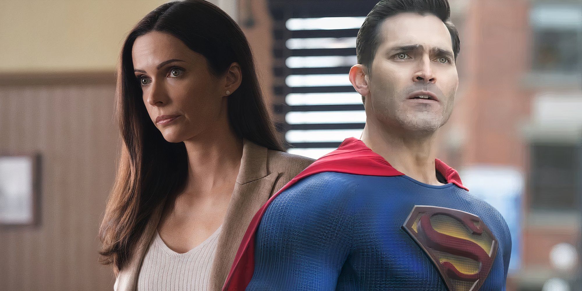 A split image of Lois and Clark from Superman and Lois CW TV show